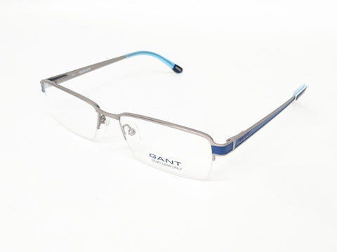 GANT Men's Half Rim G3010 Eyeglass Frames 54-17-145 -Satin Silver/ Blue NEW