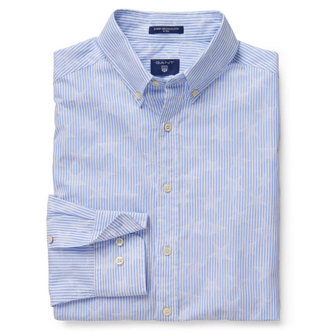 GANT Men's Capri Blue Dobby Stripe Star Fitted Shirt 365682 Size Medium NWT
