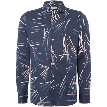 GANT DIAMOND G Men's Marine Falling Pencils Fitted Shirt 369107 Size M $225 New