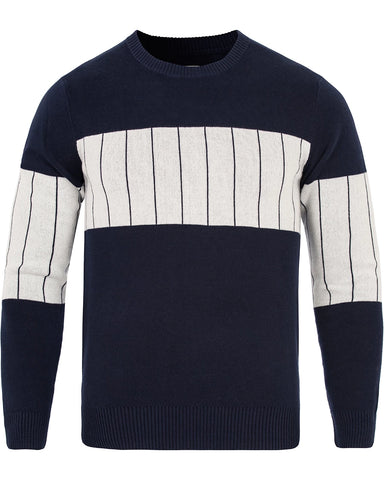 Gant Rugger Men's The Striper Sweater (84186), Harbor Navy, Medium