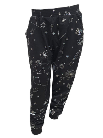 TEREZ Girl's Black Hologram Galaxy Foil Pants #12698351 14 Years NWT