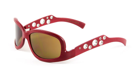Gold & Wood Moon Wrap Around Sunglasses 59mm Red Cherry