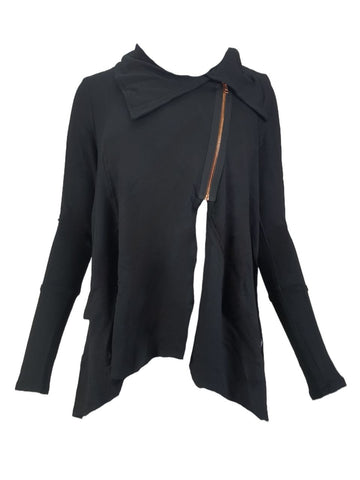 TEREZ Women's Black Zip Front Long Sleeve Tunic #2210640 X-Small NWT