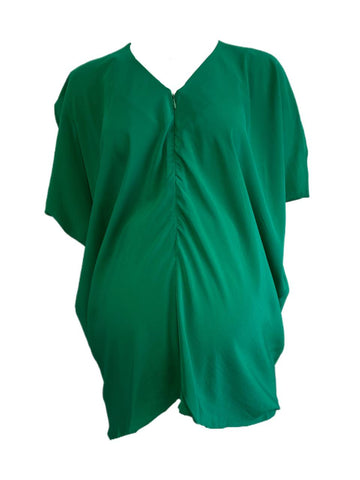 KINWOLFE Women's Green Maternity Nursary Silk Top Size S NWOT