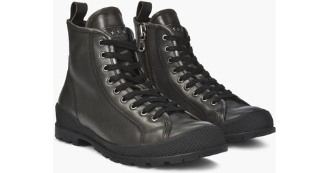 JOHN VARVATOS STAR USA Men's Charcoal Heyward Lace Boots MISSING LACE US 7.5