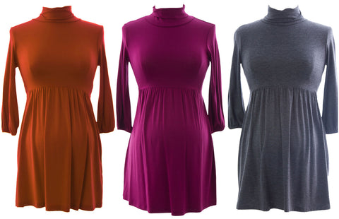 OLIAN Maternity Women's Tie Waist Maternity Turtleneck Tunic $88 NWT