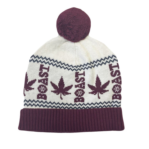 Boast White/Burgundy Intarsia Fairi Beanie O/S $50 NEW
