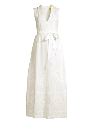 ROBERTA ROLLER RABBIT Women's White Isabis Linen Maxi Dress $325 NEW