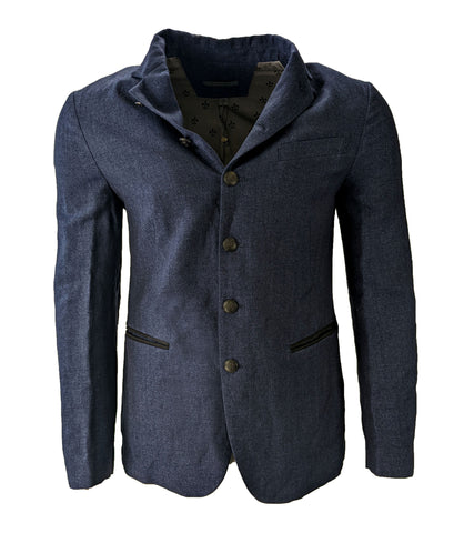 John Varvatos Men's Oiled Blue Convertible Lapel Blazer Size 48 $1298 NWT