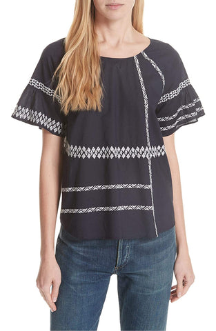 JOIE Women's Midnight Embroidered Cotton Blouse 003052 $198 NWT