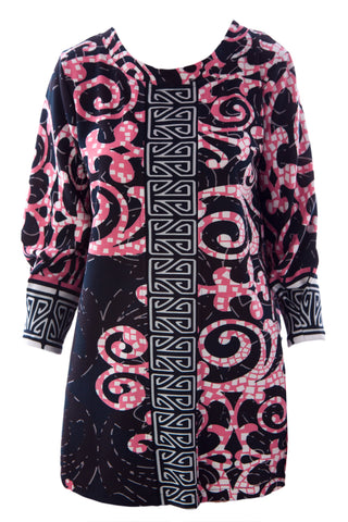 OLIAN Women's Black & Pink 3/4 Sleeve Printed Maternity Tunic Sz XS $115 NWT