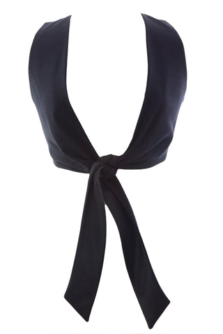 OLIAN Women's Black Front Tie Cropped Maternity Vest Sz XS $73 NWT