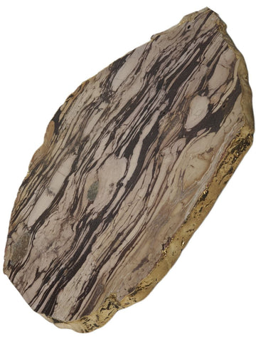 RABLABS Brown Zebra Jasper With Gold Natural Stone Platter #KI017 NWOB