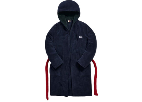 KITH Men's Navy/Red/Green Plush Lounge Serif Robe KH1199 Sz Medium NWT