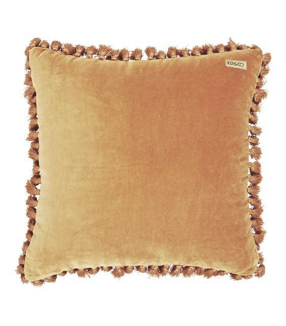 Kip&Co 20 Inch Apricot Velvet Tassel Cushion Cover