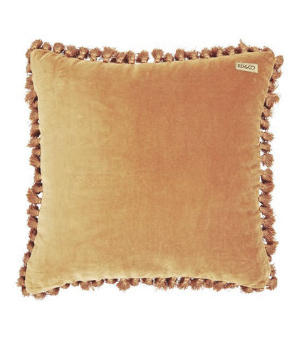 Kip&Co 20 Inch Apricot Velvet Tassel Cushion Cover