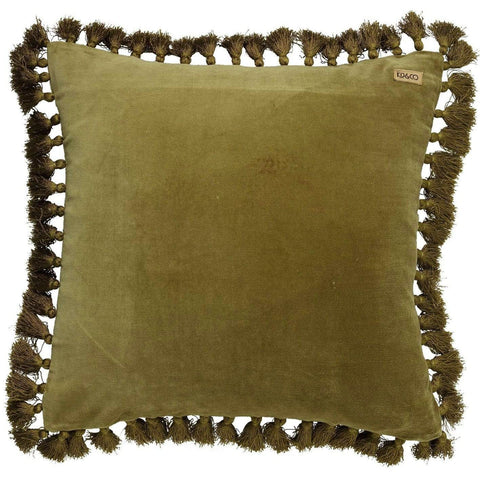 Kip&Co 20 Inch Tobacco Velvet Tassel Cushion Cover