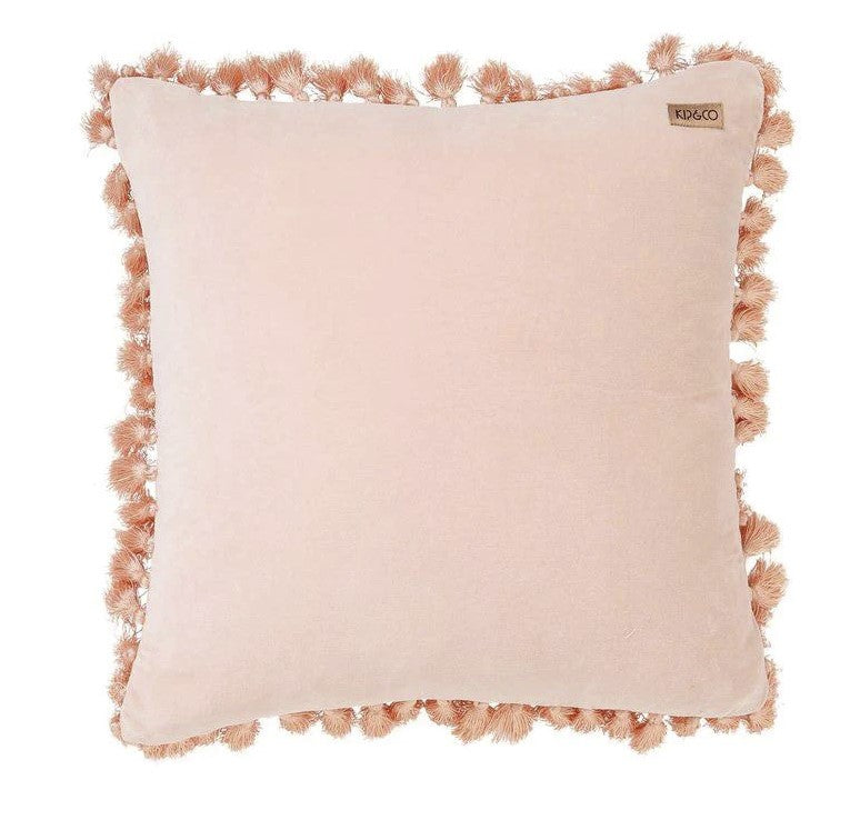 Kip&Co 20 Inch Peach Skin Velvet Tassel Cushion Cover