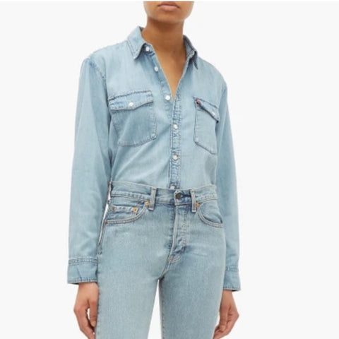LEVI'S Women's Light Release 04 Blue Denim Shirt $80 NWT