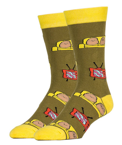OOOH YEAH! Men's Novelty Crew Socks, MD6008C - Couch Potato Party