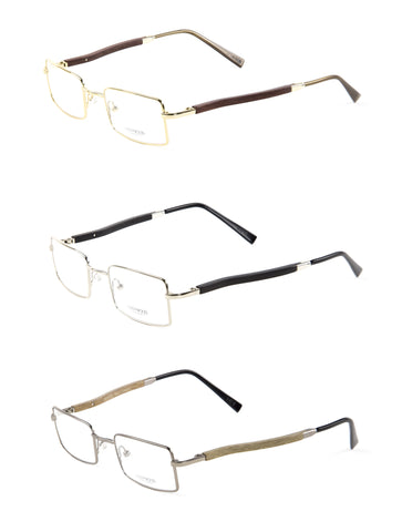 Gold & Wood Monturesd Rectangular Eyeglass Frames 47mm $789 NEW