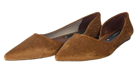 MATT BERNSON Women's Yellow Camel Crushed Velvet Mott Flats #MB113-16 6.5 NWB