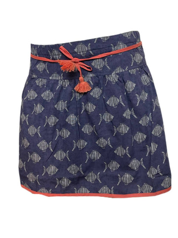 MARGHERITA Navy Girl's Cotton Dropped Waist Skirt NWT