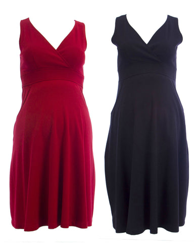 OLIAN Maternity Women's Front Pockets Surplice Neck Ponte Dress $140 NWT