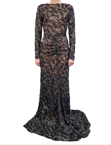 X BY NBD Women's Black Embroidered Maxi Sparkle Dress #XNBD X-Small NWT