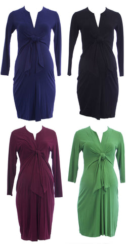 OLIAN Maternity Women's Knot Front 3/4 Sleeve Dress $125 NWT