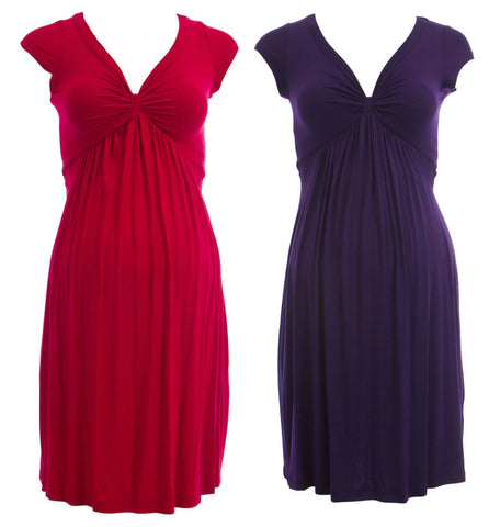 OLIAN Maternity Women's Short Sleeve Gathered Empire Waist Dress $125 NWT