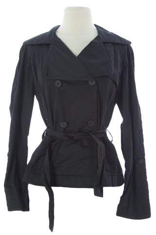 ADD Women's Black Belted Double Breasted Jacket OAW347 $250 NEW