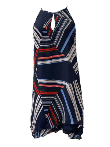 PARKER Women's Blue Graphic Print Strap Silk Dress Size S NWT