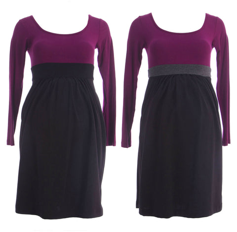 OLIAN Maternity Women's Colorblock Scoop Neck Babydoll Dress