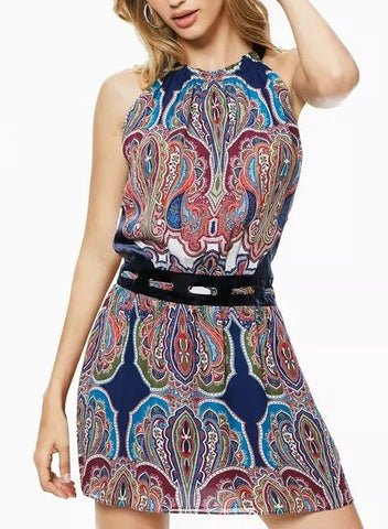 Ramy Brook Women's Ivie Paisley High-Neck Mini Dress, Paisley, Small