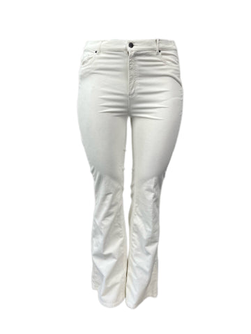 Marina Rinaldi Women's White Rapporto High Rise Velvet Pants NWT