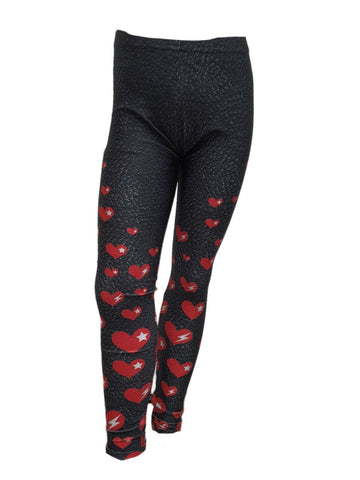 TEREZ Girl's Black Many Hearts Leggings #4018172 11 Years NWT