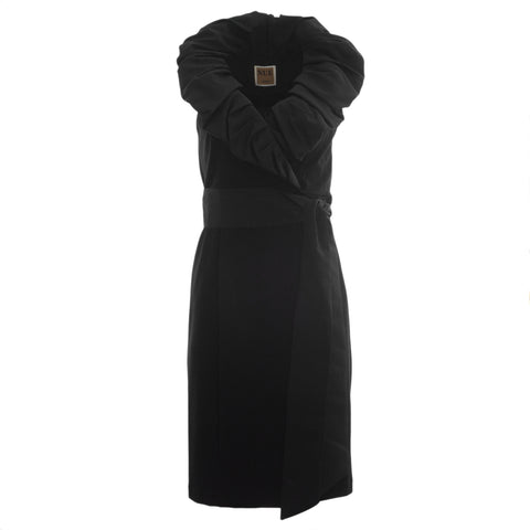 NUE by Shani Women's Black Ruffle Collar Cocktail Dress S123 $320 NWT