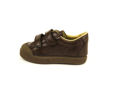 Spring Court Toddler Boy's Leather GE1 Clay Hook & Loop Shoes Chestnut Brown 8