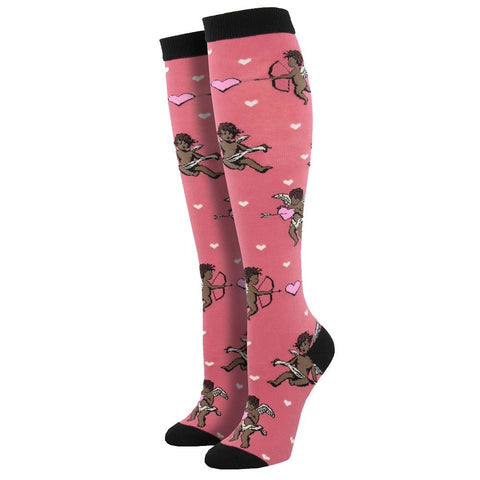 Socksmith Women's Novelty Knee High Socks, WNH730 Cupid - Dusty Pink