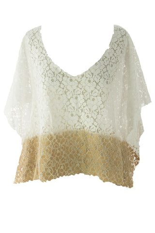 VELVET by Graham & Spencer Women's White Ombre Poncho Style Lace Top S $159 NEW