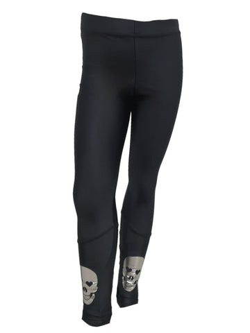 TEREZ Girl's Black Skull Foil Leggings #12378121 14 Years NWT