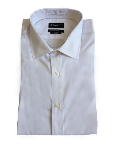 STANTT Men's White Poplin Mod Spread Button Up Shirt Morris Fit NWT