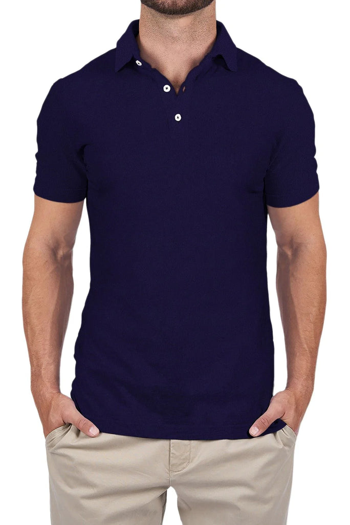 STANTT Navy Pique Short Sleeve Polo Shirt Cooper Fit 17.5 Slim NWT