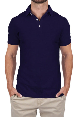 STANTT Navy Pique Short Sleeve Polo Shirt Cooper Fit 17.5 Slim NWT