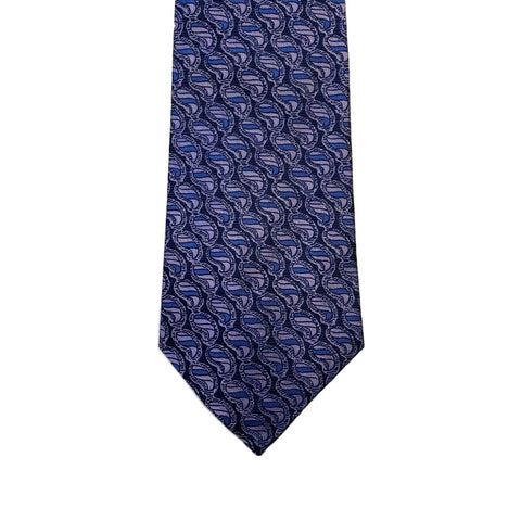 Turnbull & Asser Jacquard Paisley Printed Silk Neck Tie TY2040, Navy/Purple