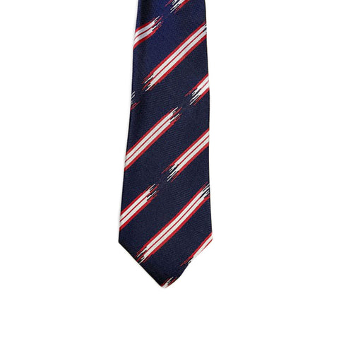 Turnbull & Asser Jacquard Stripe Printed Silk Neck Tie TY2090, Navy/Red