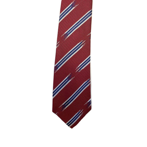 Turnbull & Asser Jacquard Stripe Printed Silk Neck Tie TY2090, Red/Navy