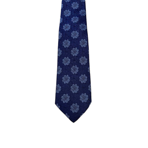 Turnbull & Asser Jacquard Floral Printed Silk Neck Tie TY2250, Navy/Blue