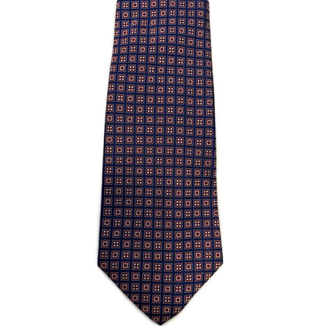 Turnbull & Asser Jacquard Stripe Printed Silk Neck Tie TY2270, Navy/Red